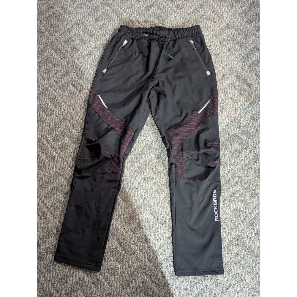 Rockbros Men Thermal Cycling Pant Black Fleece Lined Windproof Biking Trousers S